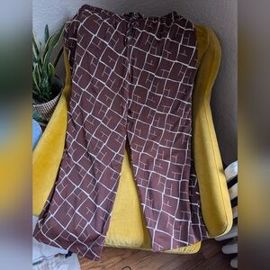 Abercrombie & Fitch Brown Grid Wide Leg Pants